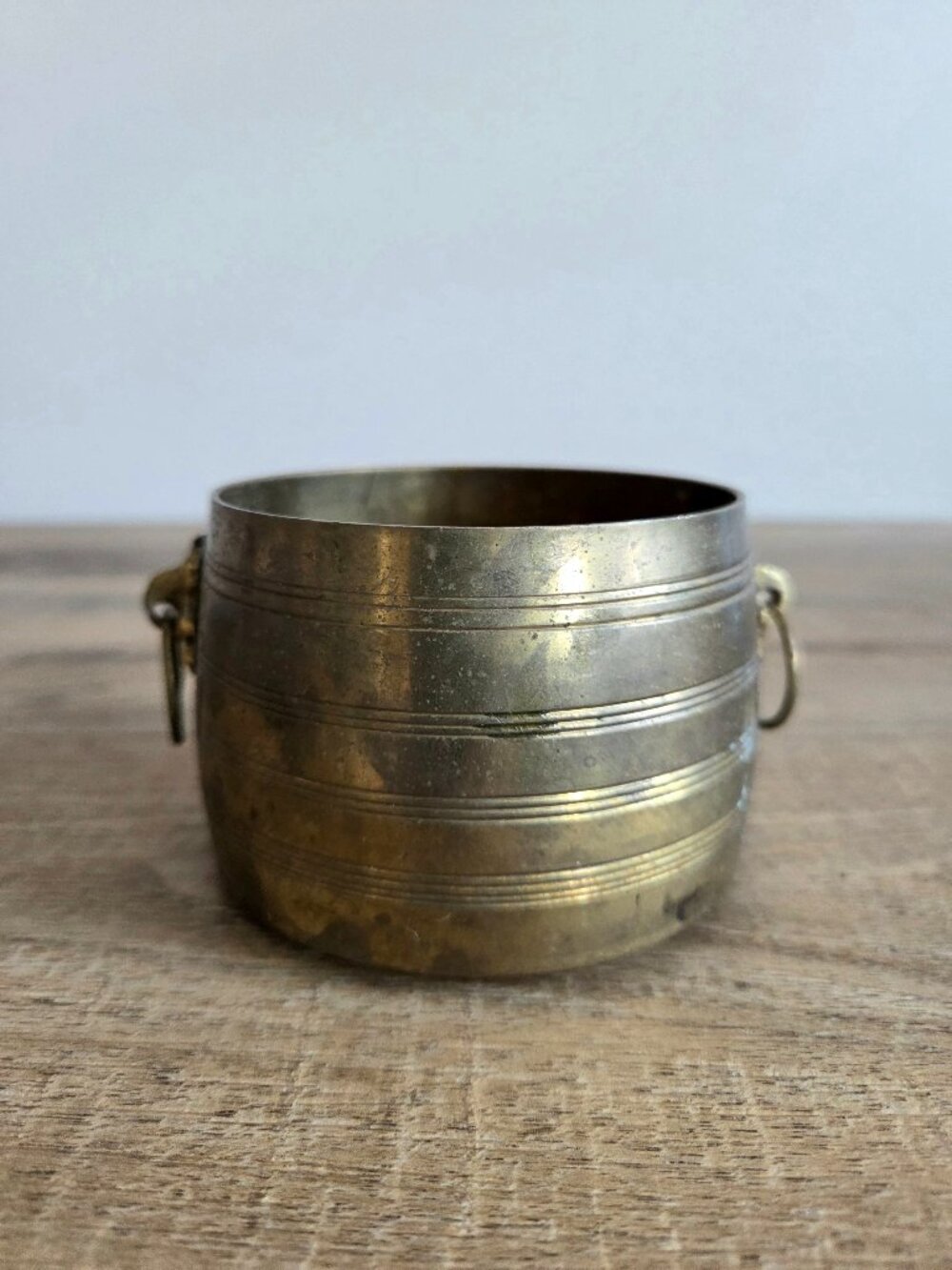 Vintage Solid Brass Vessel South India Rice Measuring Container Nazhi Para